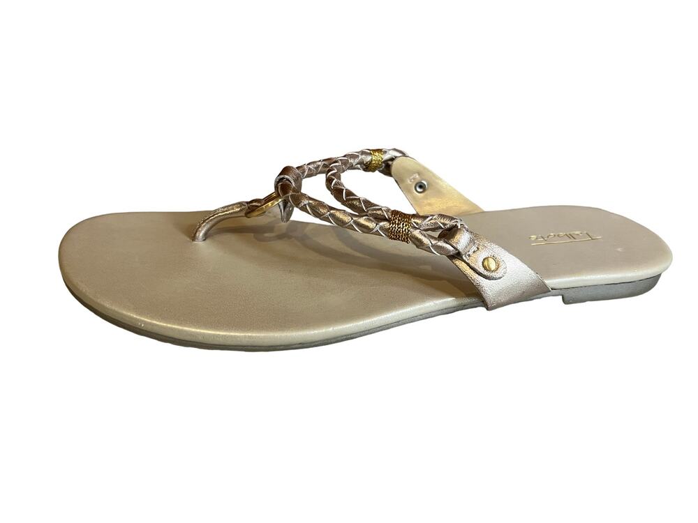 Talbots Grecian Goddess Silver Braided Leather Thong Sandals 8